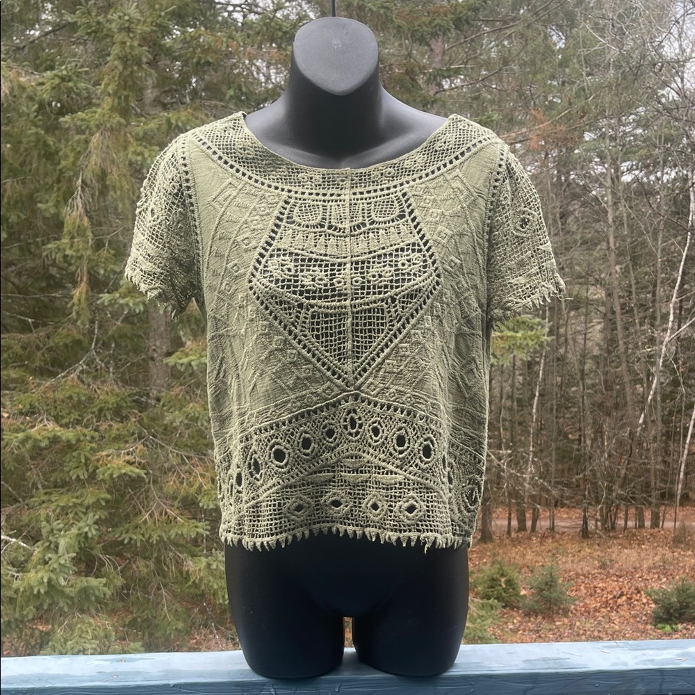 Olive Crochet Women Top